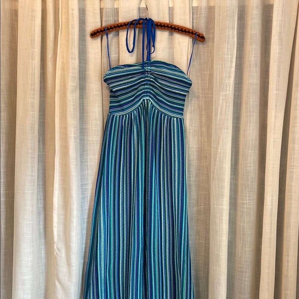 Ramy Brook Blue Ruched Strapless Sundress Resort Wear
